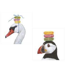 Macaron Birds Party Napkins 40 Count - 2 Packages of 20CT 3-Ply Cocktail Napkins by Vicki Sawyer