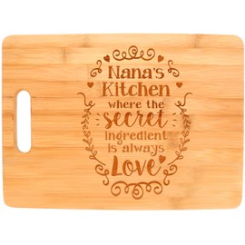 Nana Gifts Nana's Kitchen Where the Secret Ingredient Is Love Big Rectangle Bamboo Cutting Board