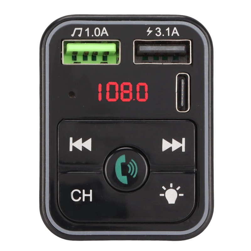Bluetooth 5.0 FM Transmitter Hands Free Call USB 2.0 Music