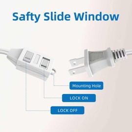 TiFFCOFiO Indoor Extension Cord, 2 Prong 12 Feet Extension Cord, 3 Polarized Outlets with Safety Slide Windows,13A/1625W, 16 AWG, 1 Pack (25FT 1 Pack)