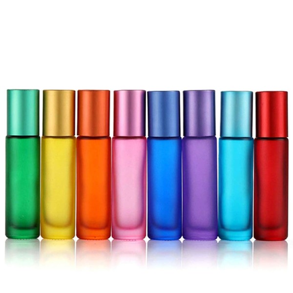 10ml 8 Colour Frosted Glass Roll On Bottles,Empty Portable Essential