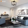 Bosomfr Semi Flush Mount 4-Light Black Ceiling Light, Modern Farmhouse