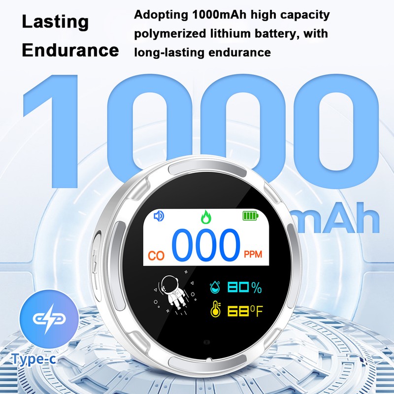 2.1-inch Display Detector Portable Carbon Monoxide Tester Multifunctional Temperature and