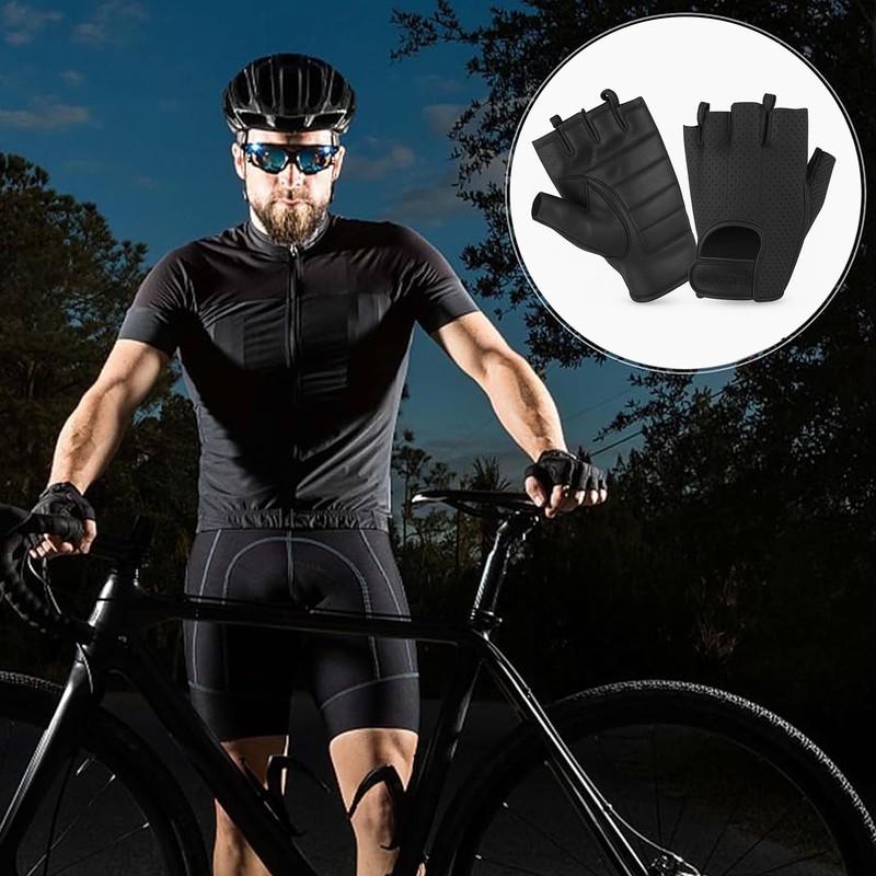 Hugger Fingerless Motorcycle Gloves for Men – Gel Padded Palm,