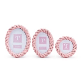 Two's Company Twist Photo Frame, 8.5-inches Height, Resin, Pink, Set of 3, Home Décor