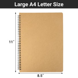 EUSOAR Spiral Unlined Notebook, A4 3 Packs 8.5"x 11" 120 Pages Hardcover Blank College Spiral Travel Writing Journals, Kraft Hardcover, School Students Office Business Diary, Memo Notepad Sketchbook