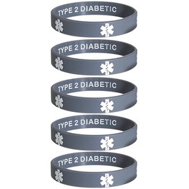 Max Petals TYPE 2 Medical Alert ID Privacy Enhanced Silicone Bracelets GREY 5 Pack