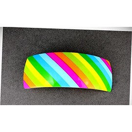 Perfect Hairstyle with Our Hair Accessories - Rainbow Stripe Barrette Plastic Rectangle Hair Clip Accessory 3 1/8" Long Fashionable Hair Accessory Hair Jewelry Accessories for Lady Women