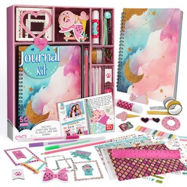 EDUMAN DIY Journal Kit for Girls, Gifts for 8-12 Year Olds Girls, Pink Diaries, Journals & Notebooks Stationery Set for Tweens Kids, Arts and Crafts Kits, Educational Toys Girls Birthday Presents