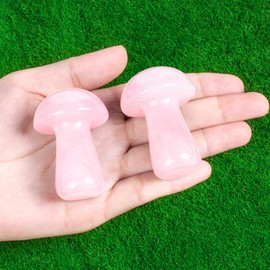 ZHIYUXI Rose Quartz Crystal Mushroom Sculpture Rose Quartz Stone Mini Mushroom Ornaments Gemstones Protection Crystals Mushroom Figurine Decor for Witchcraft Supplies Reiki Meditation 1.9" x 1.3"
