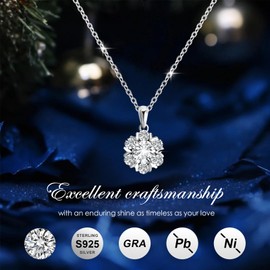 TFT Snowflake Necklace 925 Sterling Silver Snowflake Pendant Necklace Jewelry For Women Valentines Day Gifts For Her For Women,Wedding Anniversary Birthday Present For Girlfriend Mother Daughter