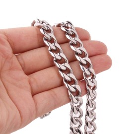 GZMZC Cuban Link Chain Necklace or Bracelet Silver Curb Chain for Men Stainless Steel Hip Hop Miami Curb Chains(10mm,7.5")