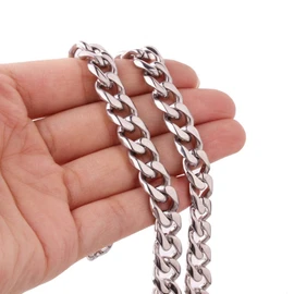 GZMZC Cuban Link Chain Necklace or Bracelet Silver Curb Chain for Men Stainless Steel Hip Hop Miami Curb Chains(10mm,7.5")