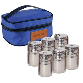 Wealers 6 Piece Stainless Steel Salt and Pepper Spice Shakers (Blue)