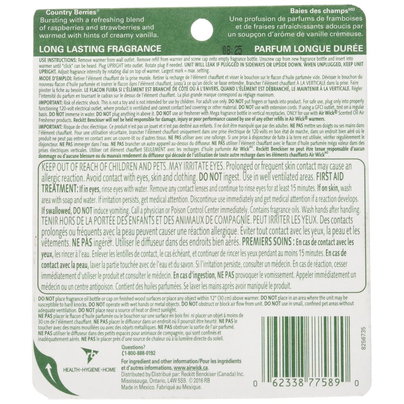 Airwick Plug In Essential Oils ,Country Berries, Infused With Natural