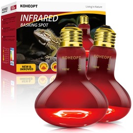 KOHEOPT Infrared Heat Lamp 100W,（2 Pack） Reptile Heat Emitter Infrared Basking Spot Light, Reptile Pets Brooder Use,Red Heat Lamp for Chickens、Lizards、Snakes、Turtles
