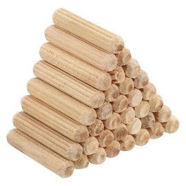 PATIKIL 7/32" x 1-3/16"(6 x 30mm) Wood Dowel Pins, 150 Pack Fluted Wooden Dowel Pin Straight Groove Rods for Furniture Door Art Crafts Projects