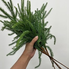 Eqanro Christmas Norfolk Pine Branches, Norfolk Pine Artificial Christmas Stems，6PC
