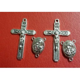 25 silver PLATED Catholic CROUSS Crucifix & ROSARY centerpiece JERUSALEM