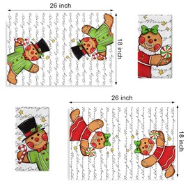 Seliem Merry Christmas Gingerbread Man Kitchen Dish Towels Set of 2, Xmas Peppermint Candy Holly Berry Bow Hand Towels Drying Baking Cooking Cloth, Stars Winter Holiday Home Kitchen Decor 18 x 26 Inch