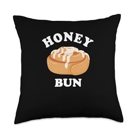 Honey Bun Cinnamon Roll Sweet Pastry Dessert Cinnamon Bun Throw Pillow