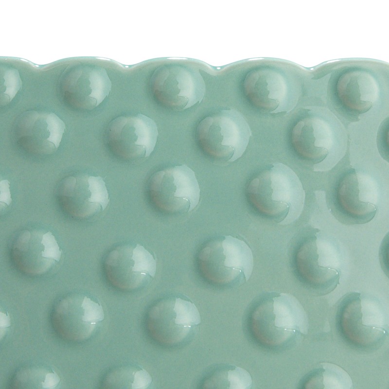 Creative Co-op Ceramic Hobnail Planter with Scalloped Edge and Polka