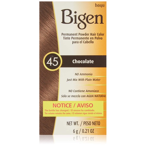 Bigen Powder Hair Color #45 Chocolate 0.21oz (3 Pack)