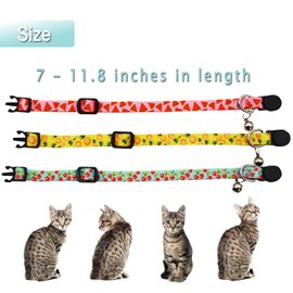 3 Pack Fruit Cat Collar with Bell Safety Breakaway Kitten Collars for Spring Summer Watermelon Pineapple Cherry