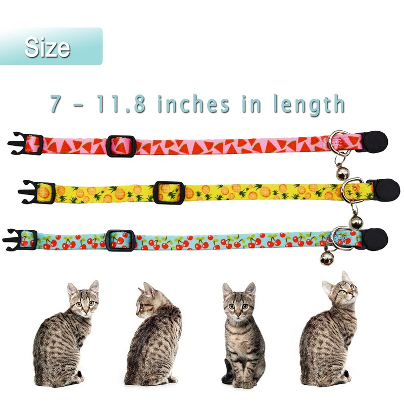 3 Pack Fruit Cat Collar with Bell Safety Breakaway Kitten
