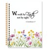 KRHFG Floral Christian Spiral Notebook, 2 Corinthians 5:7 Bible Verse