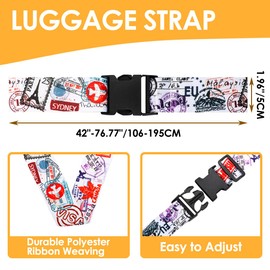 Adjustable Travel Luggage Strap Suitcase Belt Travel Bag Accessories 1.96 in W x 6.4 ft L (Color 4)
