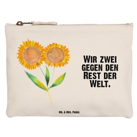 Mr. & Mrs. Panda Cosmetic Bag Medium Sunflower Design White