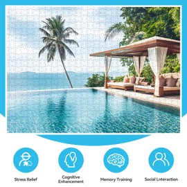 500 Piece Puzzle for Adults, Lake Large Pieces Jigsaw Puzzle, Challenging Family Activity Game Gift for Family, Friends, Men, Women, Seniors – Inspired by Four Seasons Resort KOH Samui, 20.5 x 15 in