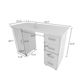 TREATLIFE HOME Elegant Double Edged Manicure Nail Table with Drawer for Relaxed Beauty Experiences, Sturdy E1 MDF Construction