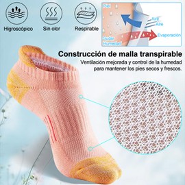 Socks Calcetines Mujer Cortos, 5 Pares Calcetas de Corte Bajo, Calcetas Mujer Transpirables, Calcetines Deportivos Antideslizantes y Duradero, Tines Cortos Cómodos