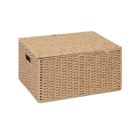 Arpan Natural Paper Rope Storage Basket Box With Lid (Xlarge)