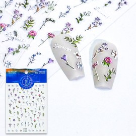 5D Embossed Nail Stickers for Nail Art - Self-Adhesive Floral Nail Decals, Summer Plant Nail Art Stickers for Manicure Decoration (YF-002)