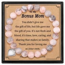 GBTBYS Bonus Mom Step Mom Bracelets Gifts, Bonus Mom Bracelet, Birthday Mother's Day Gifts from Daughter Son, Second Mom, Foster Mom, Adoption Day Mom Gifts