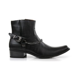Ferro Aldo Reyes MFA606332 Mens Memory Foam Casual High Western Buckle Strap Ankle Dress Boots Black 8