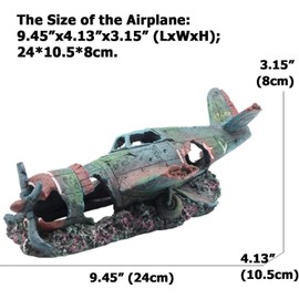 CZ-XING Fish Tank Decoration,Resin Fish Tank Ornament Fighter Plane Aquarium Decoration Cave Hideout Habitat Wreck Fish Shrimp Shelter Cave Hideout Resin Aquarium Decor Turtle Tank Decoratio