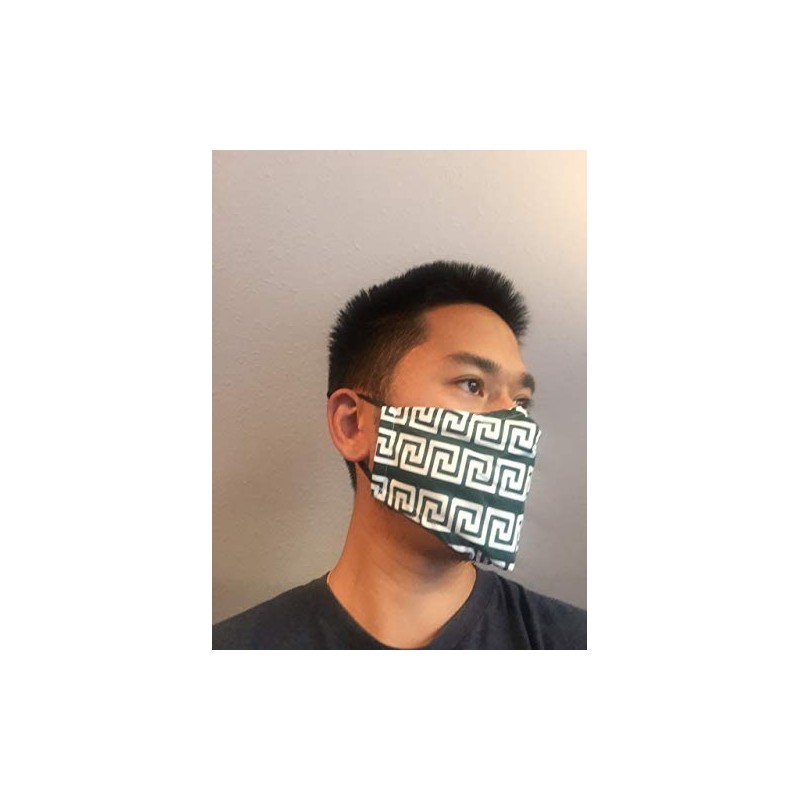 Green Spiral Greek Key Team Mask - Face Accessory -