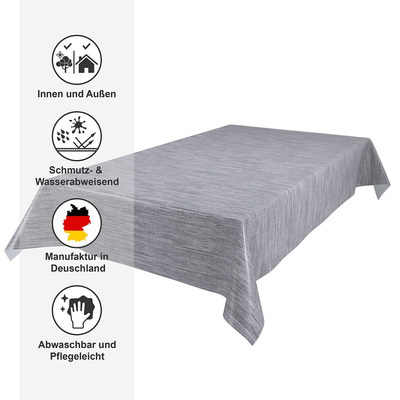 Beautex Georginias Grey Oilcloth Tablecloth, Wipe-Clean Garden Tablecloth, Round, Oval,