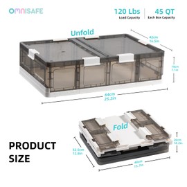 OMNISAFE Foldable Underbed Storage Organizer Containers with Wheels, Plastic Storage Bins with Lids, Tight Buckles Boxes for Clothes, Shoes, Perfect for Bedroom or Dorm (Medium)