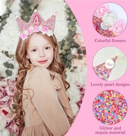 HXLJHALG Baby Girls 4th Birthday Party Headband, Princess Girls Forth Birthday Crown
