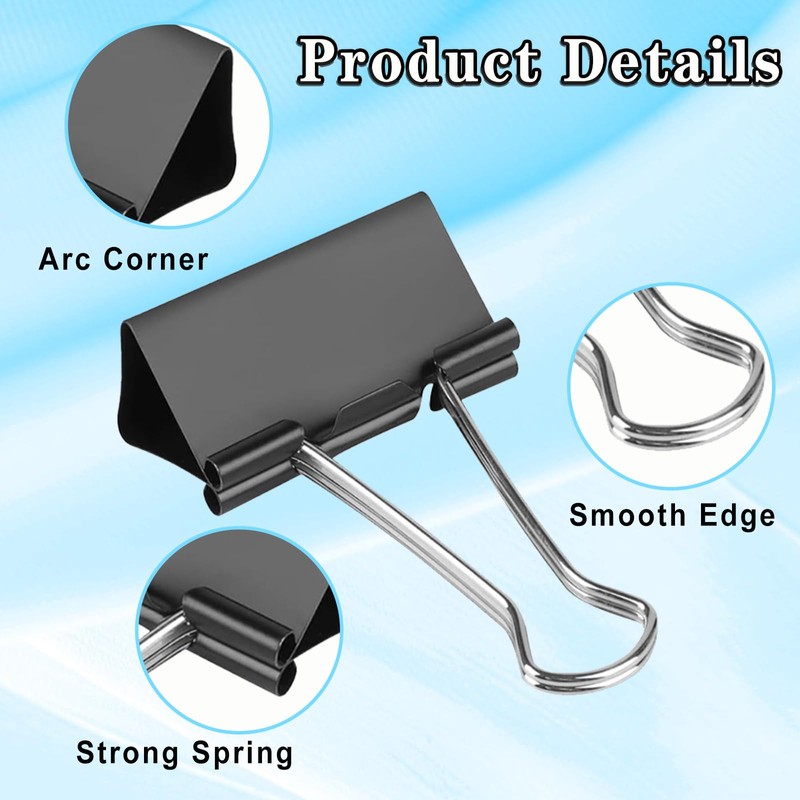 6PCS Jumbo Binder Clips 3 Inch, Black, Binder Clips Extra