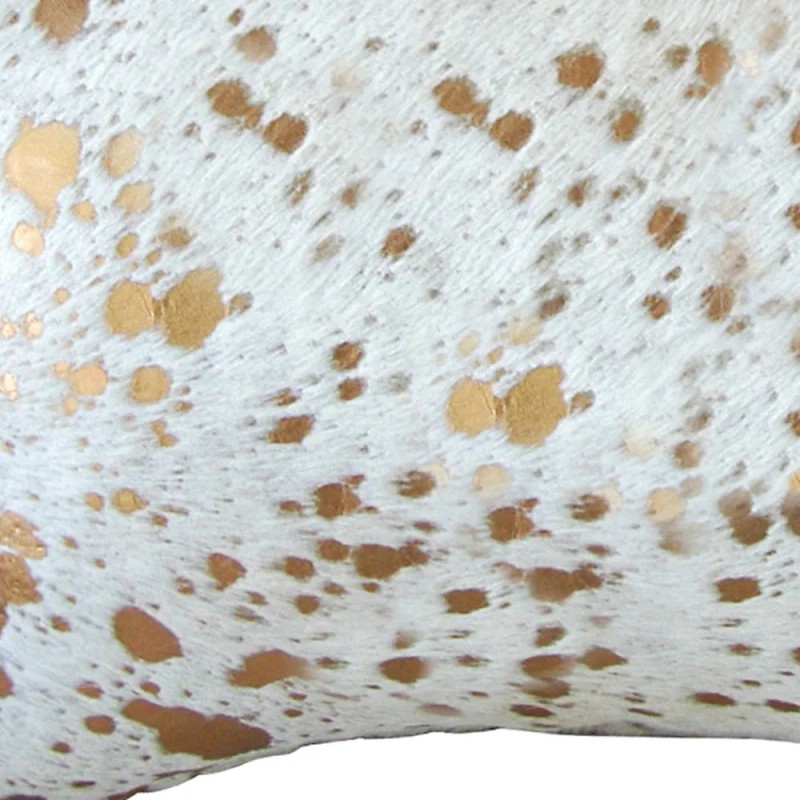 Homeroots 12" X 20" NATURAL & GOLD Cowhide Throw Pillow