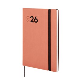 Finocam - Calendar 2026 Week to View January - December (12 Months), Year Planner 2026 with Elastic and Dot Ribbon, Soft Cover, Coral Catalan