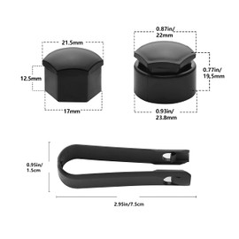 LICQIC 17 mm wheel nut covers, 20 Pcs car wheel nut caps (16 Standard Ones 4 Locking Ones), Universal wheel bolt Covers with Removal Tool, Black