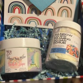 Rainbow loops whipped body butter and foaming sugar scrub gift set Hydrating Hydrating