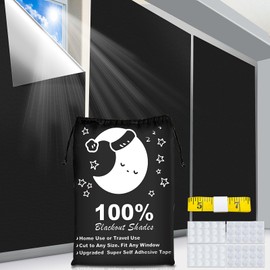 Blackout Blinds, (100 x 145CM) Portable Blackout Curtains, 100% Blackout Material Temporary Blackout Blinds for Baby Nursery, Bedroom, Dorm Room, or Travel Use